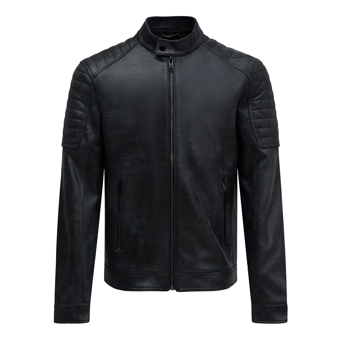 Salsa Jeans Faux Leather Bomber Jacket Dark Blue AW26