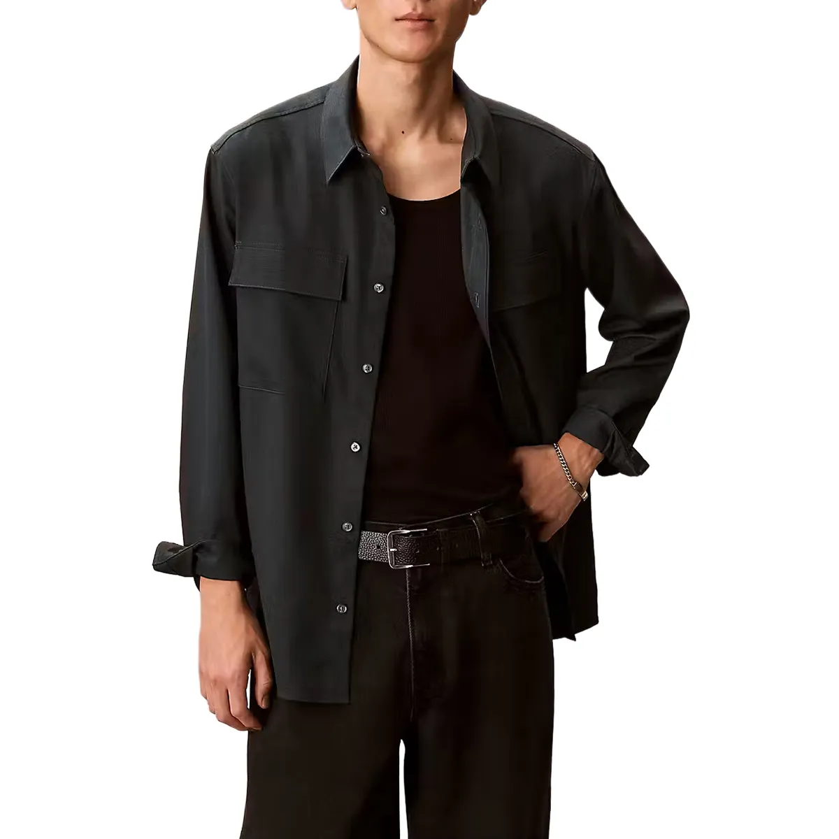 Calvin Klein Melange PV Overshirt Fatigue Green