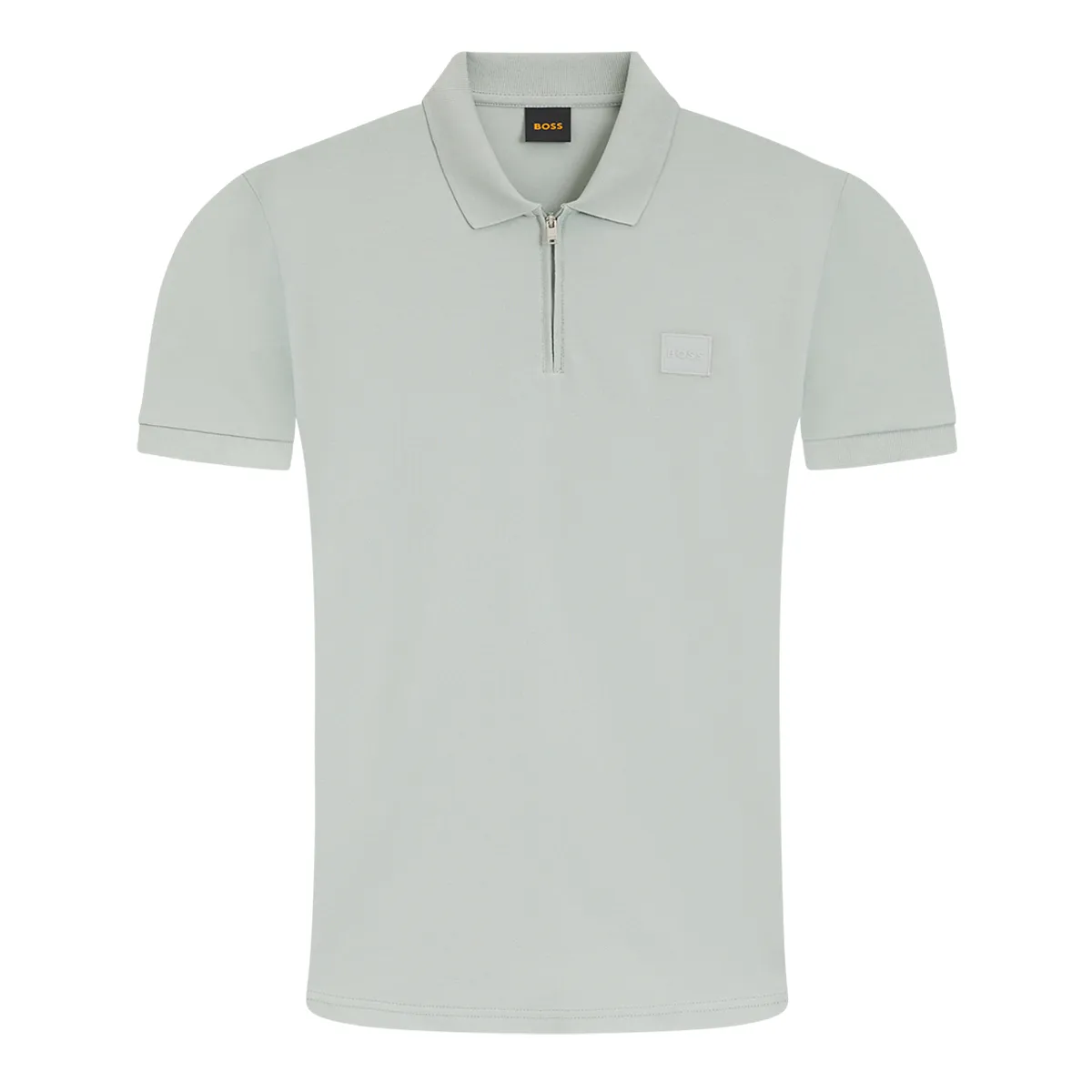 Boss Passerzip Polo Shirt Silver