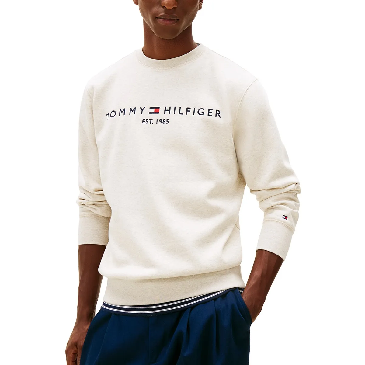 Tommy Hilfiger Logo Sweatshirt Heathered Beige
