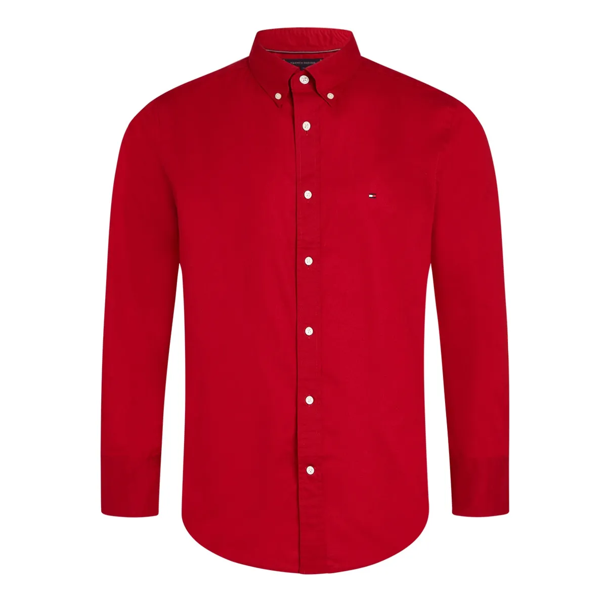 Tommy Hilfiger LS Flex Poplin Shirt Medium Red