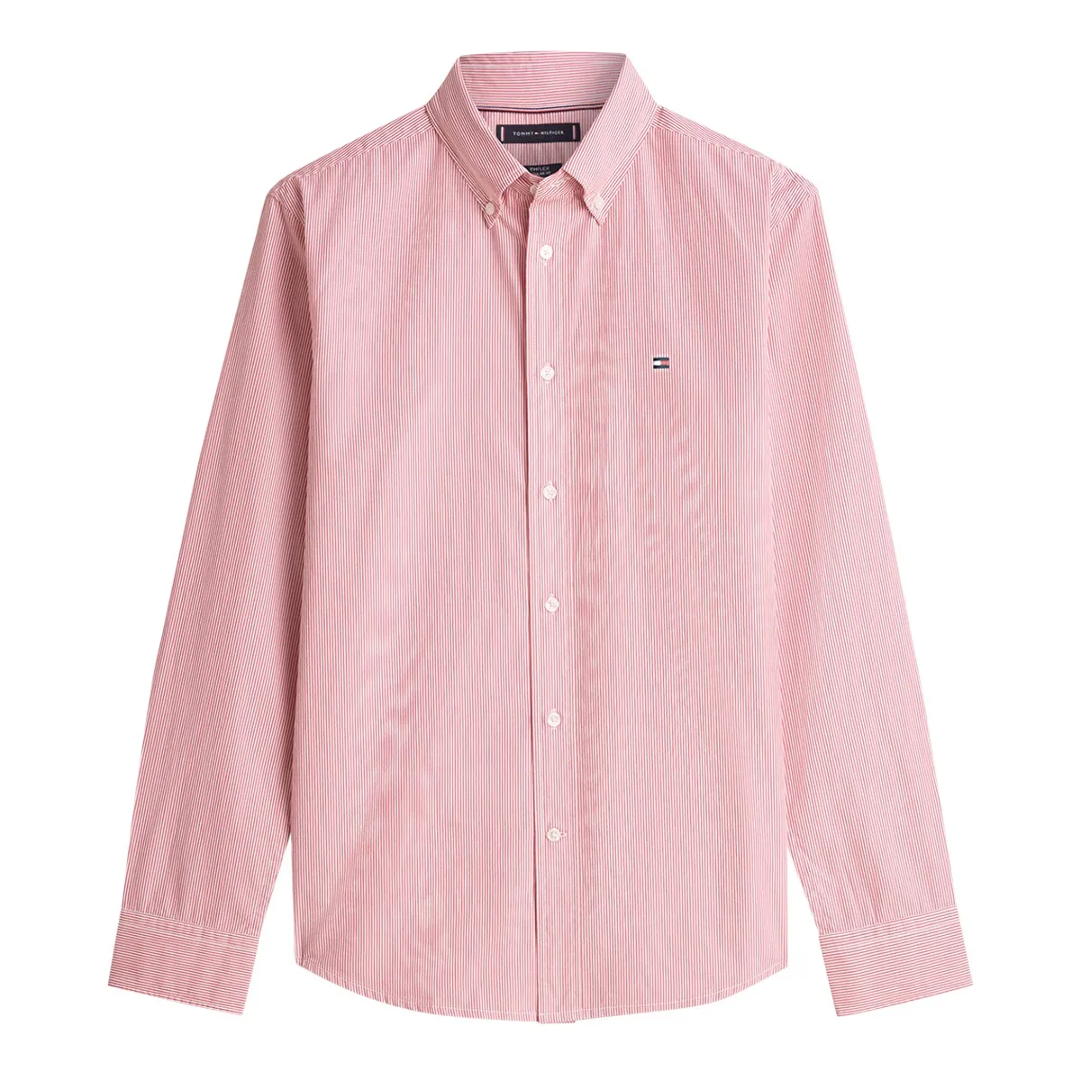 Tommy Hilfiger LS Flex Poplin Stripe Shirt Red