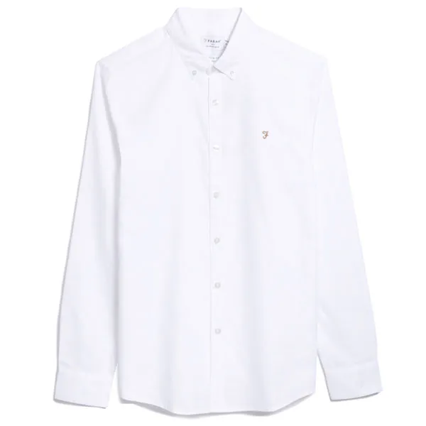 Farah Brewer Slim Fit Oxford Shirt-White