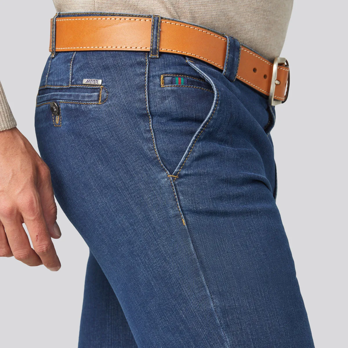 Meyer Roma Cotton Trouser In Denim