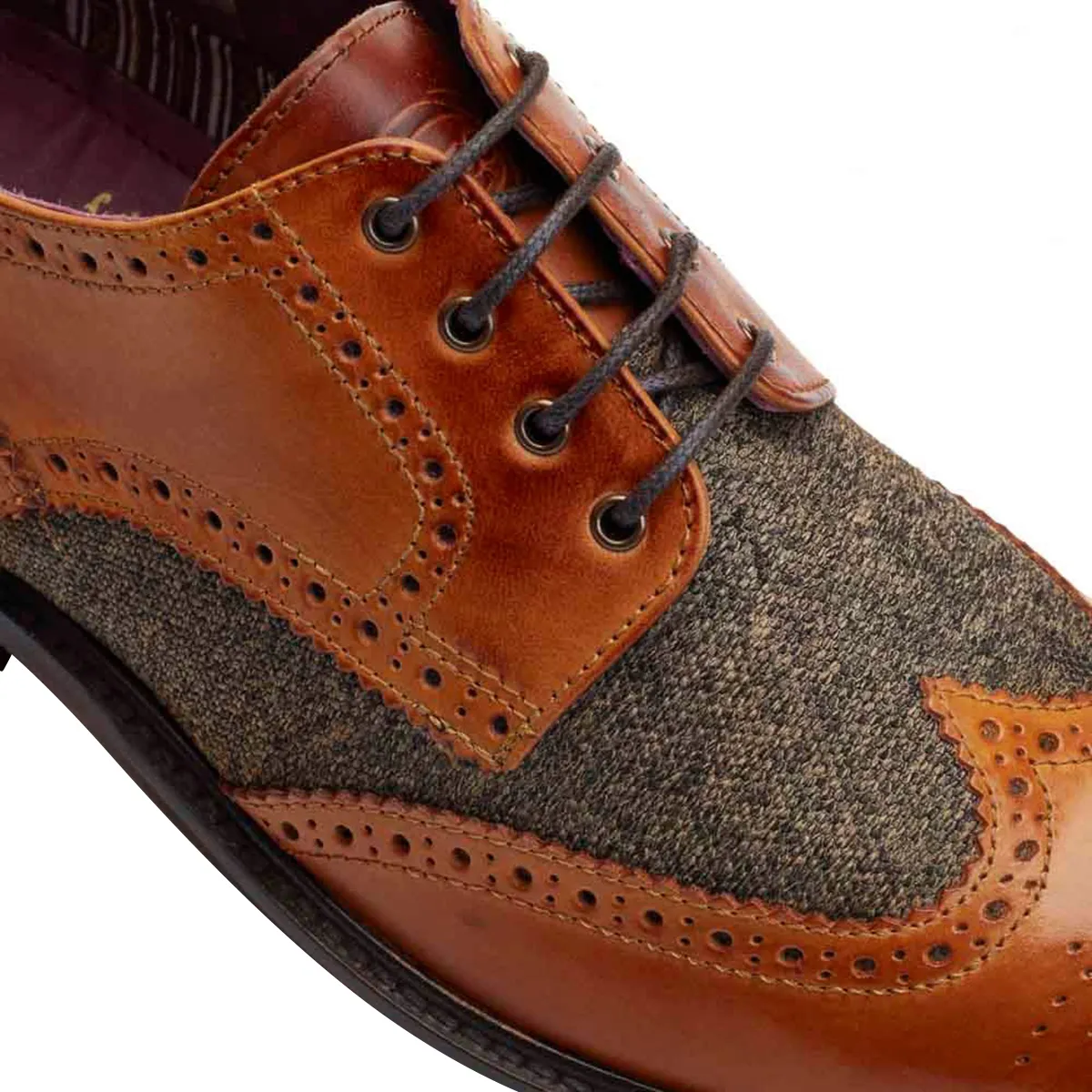 Base London Chaplain Brogue In Twill Mix