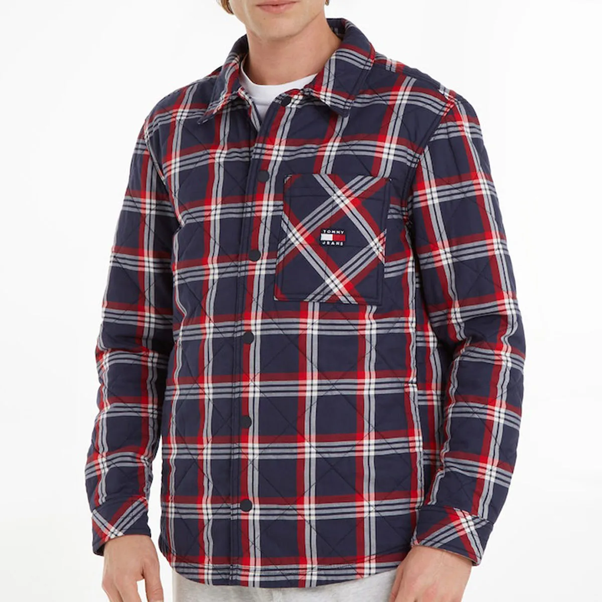 Tommy Jeans Padded Check Overshirt Navy