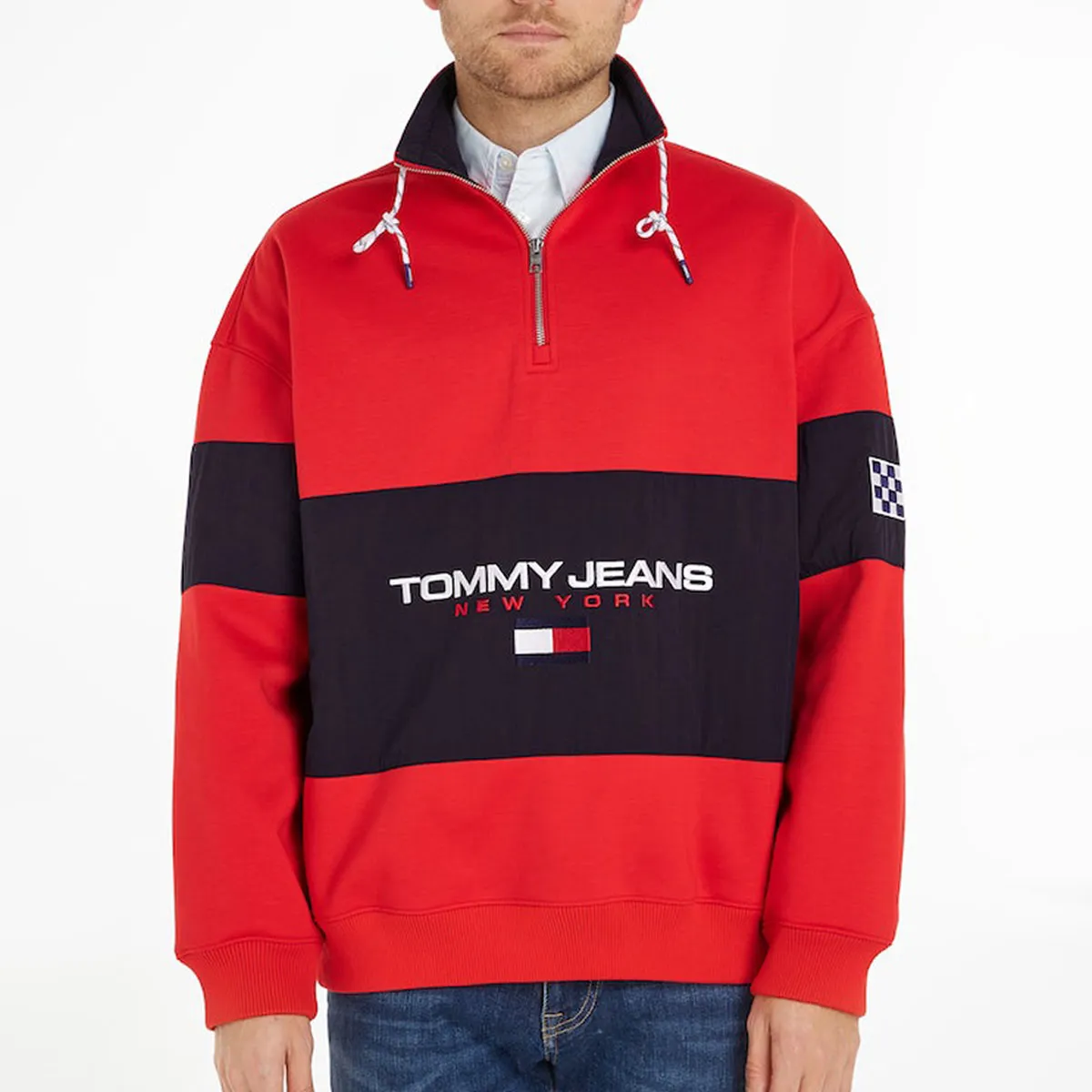 Tommy Jeans OVZ Fabric Mix Half Zip Crim