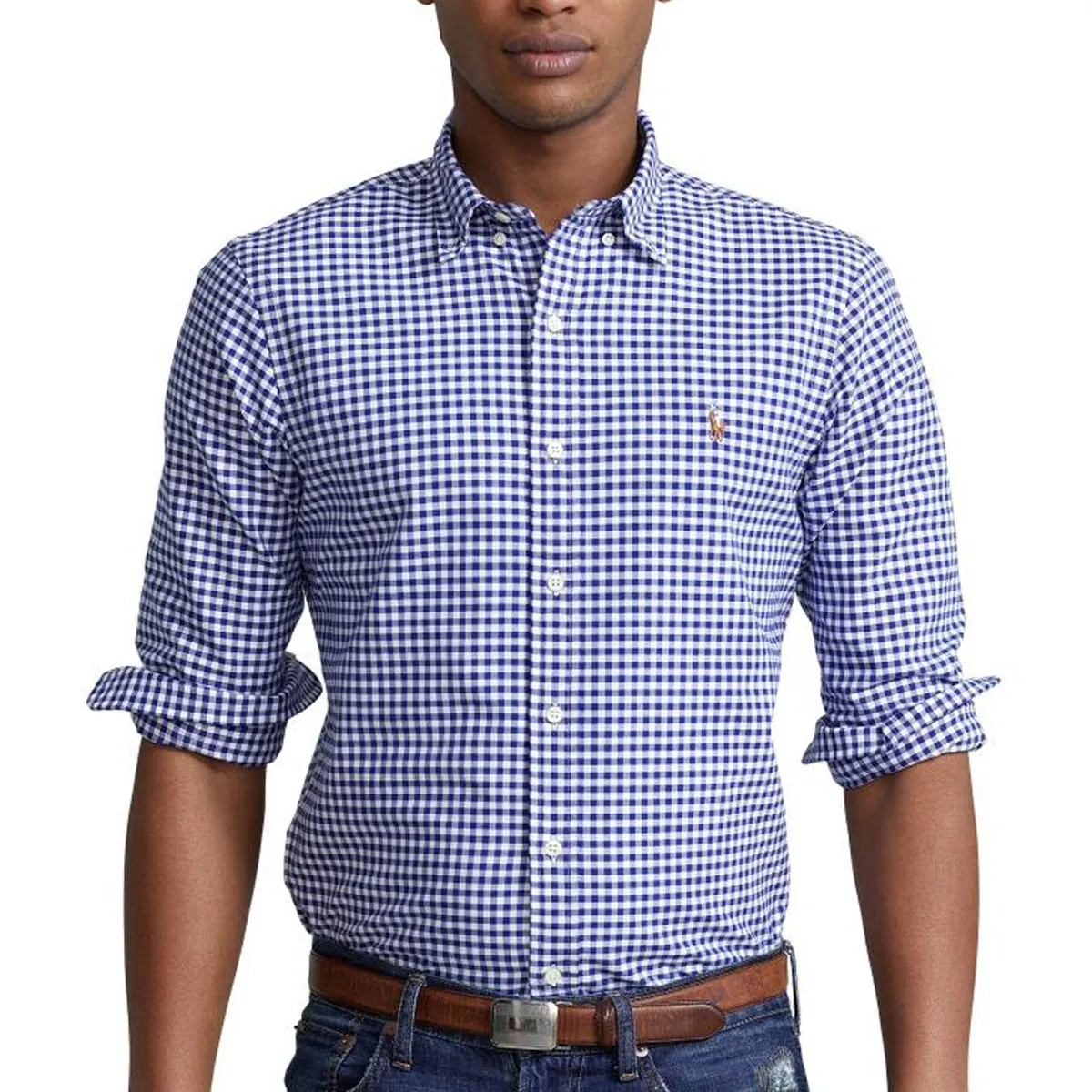 Ralph Lauren Slim Fit Oxford Checked Shirt in Blue
