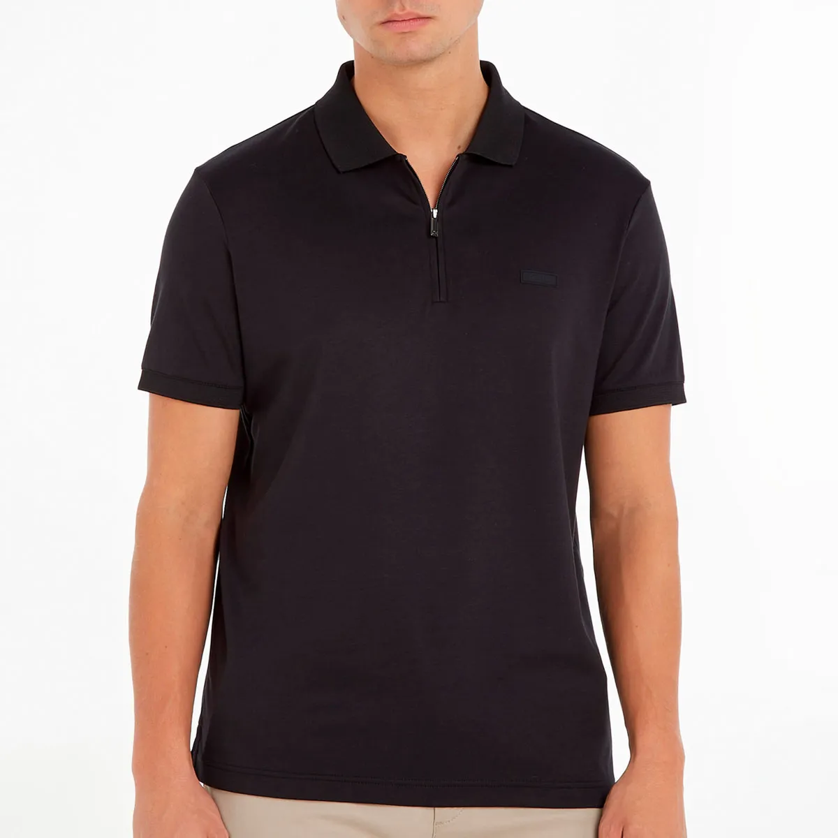 Calvin Klein Smooth Cotton Welt Zip Polo