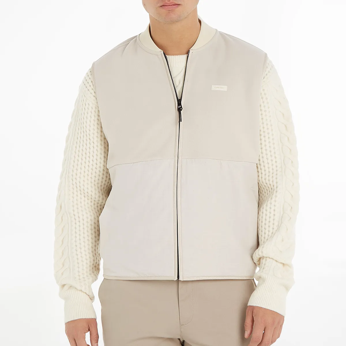 Calvin Klein Bonded Fleece Gilet Stony Beige