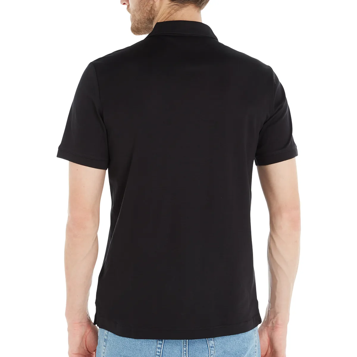 Calvin Klein Slim Cotton Polo In Ck Black