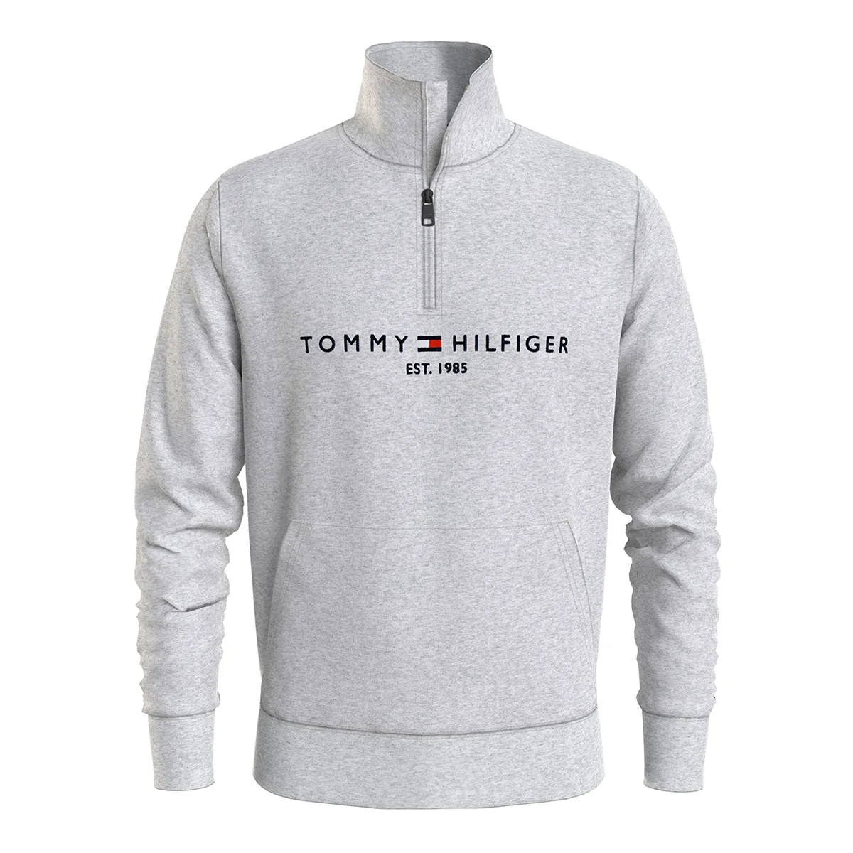 Tommy Hilfiger Logo Mock Neck Grey Heather