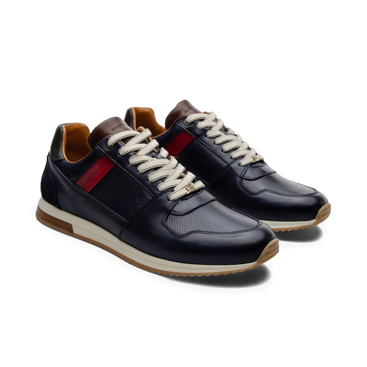 Ambitious Leather Trainer Navy