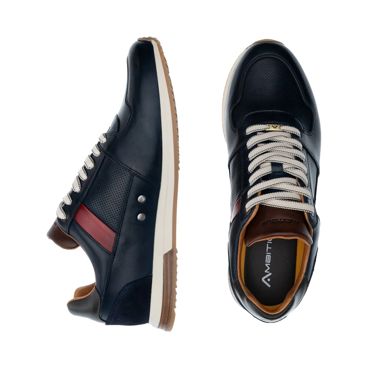 Ambitious Leather Trainer Navy
