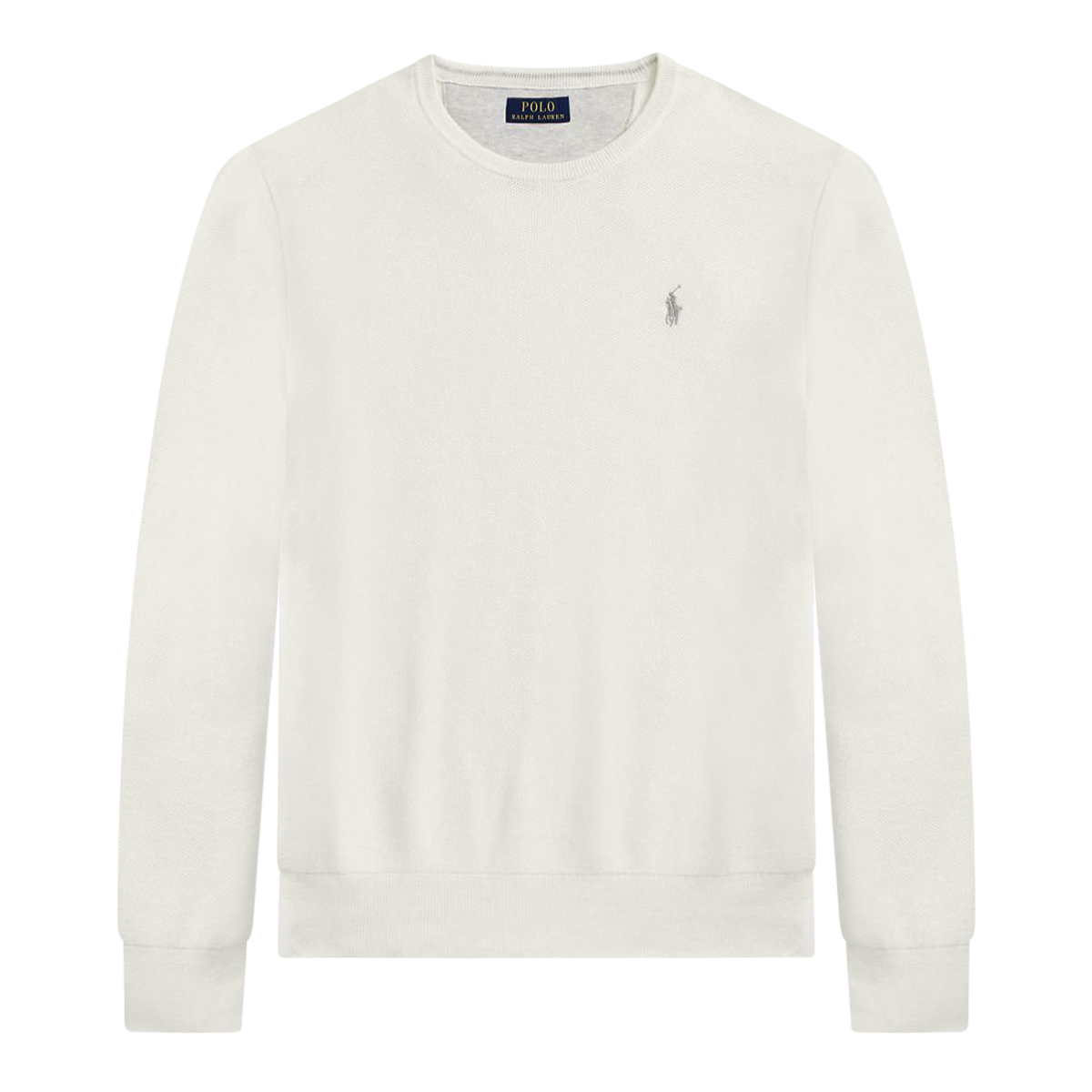 Ralph Lauren Textured Cotton Crew Nk White Ejmenswear Store