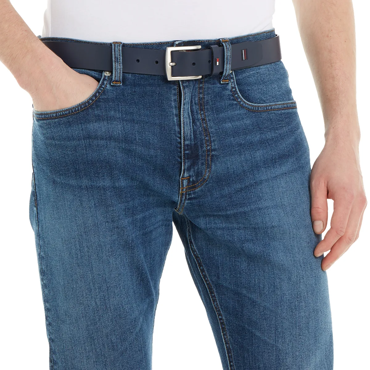 Tommy Hilfiger Denton Leather Belt Space Blue