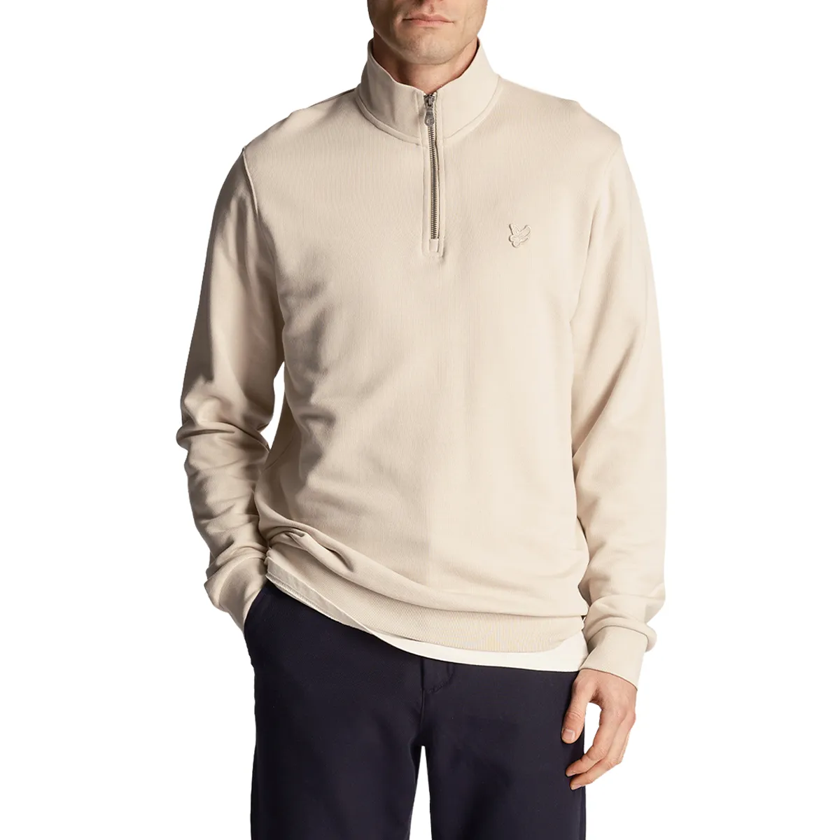 Lyle & Scott Tonal Eagle Quarter Zip Sweatshirt Cove
