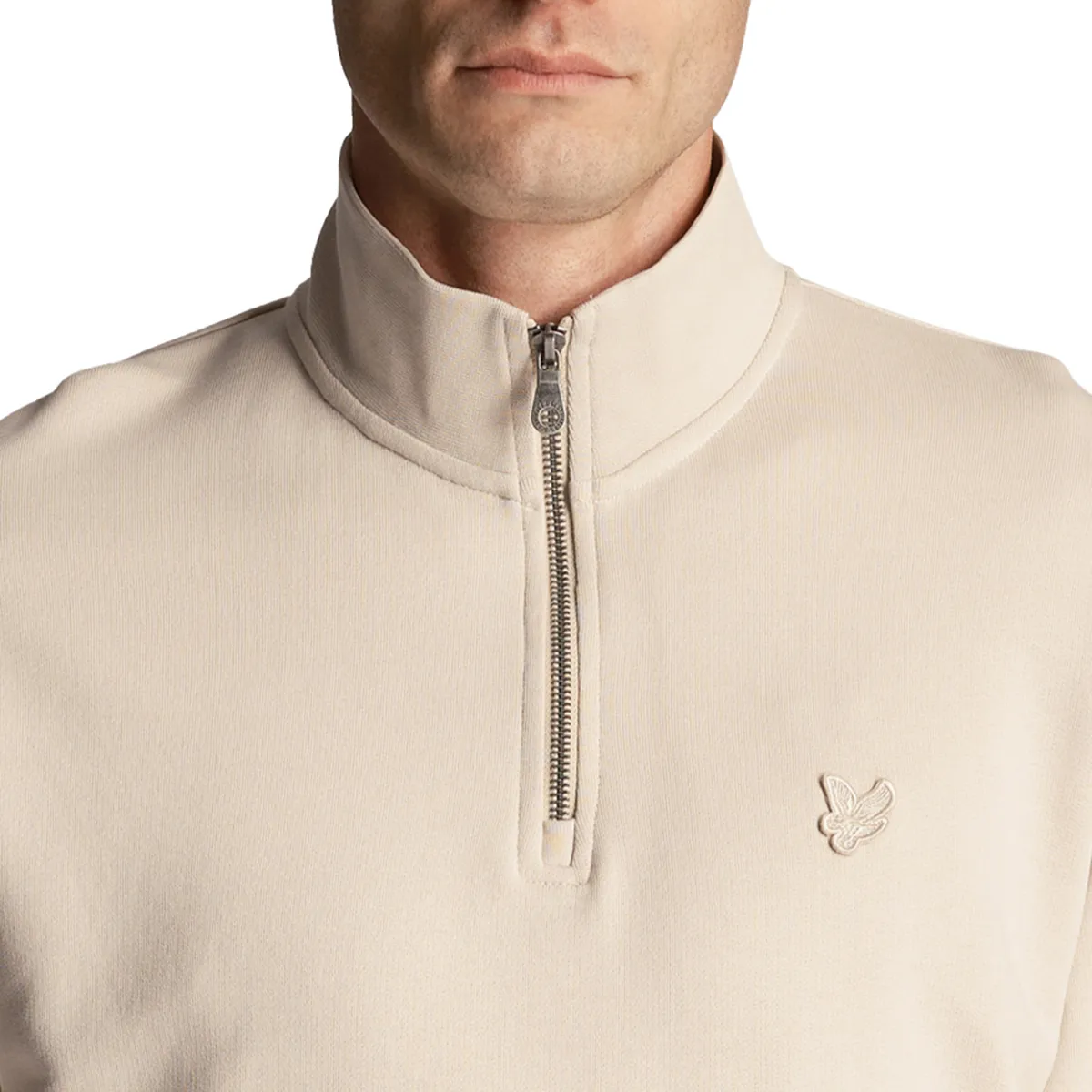 Lyle & Scott Tonal Eagle Quarter Zip Sweatshirt Cove