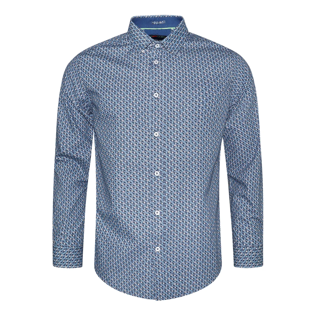 Salt & Lime Small Fish Poplin Shirt Blue