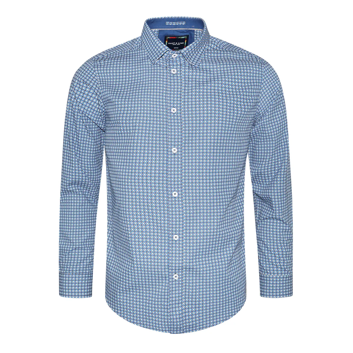 Salt & Lime Printed Poplin Shirt Blue