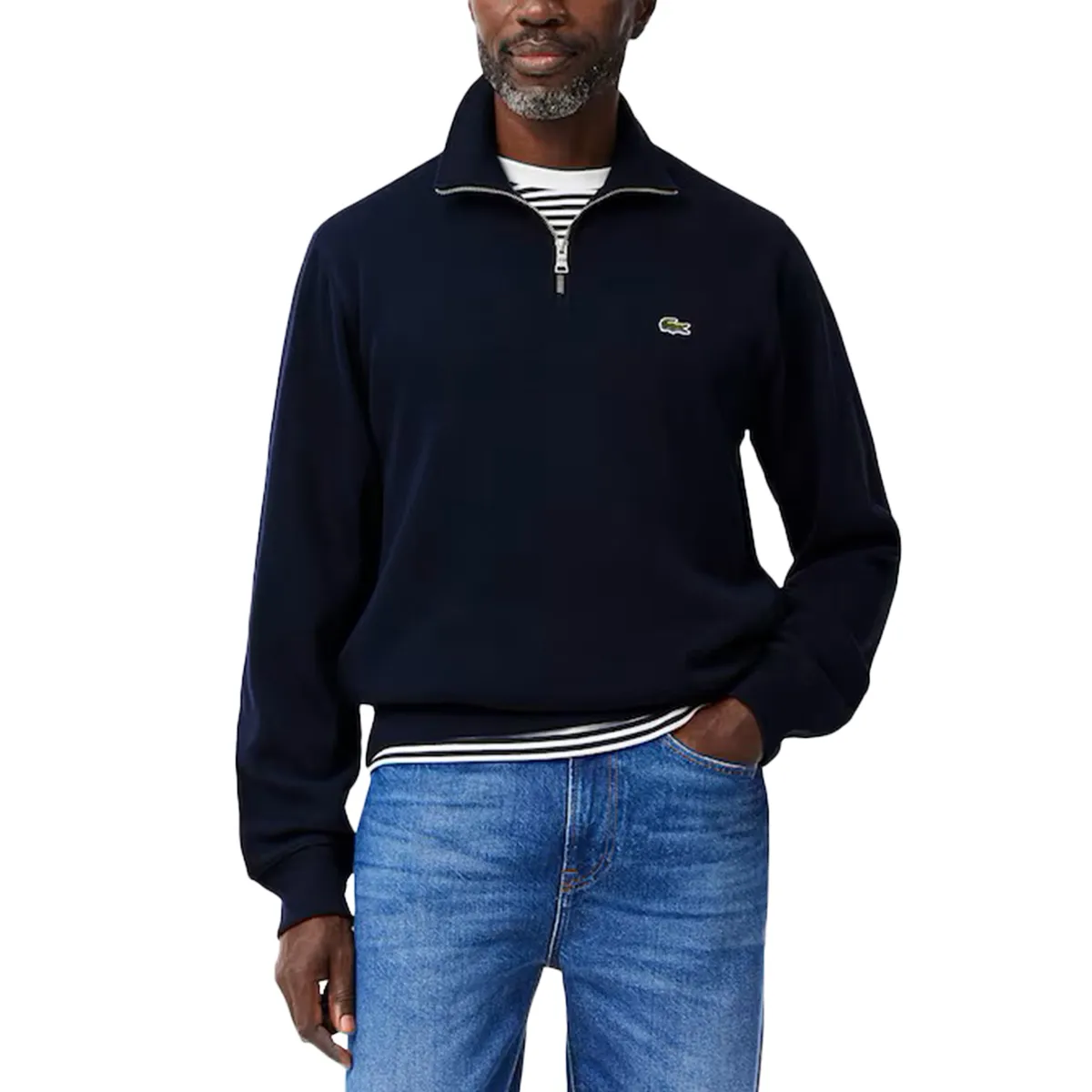 Lacoste Knit Half Zip Sweatshirt Navy Blue
