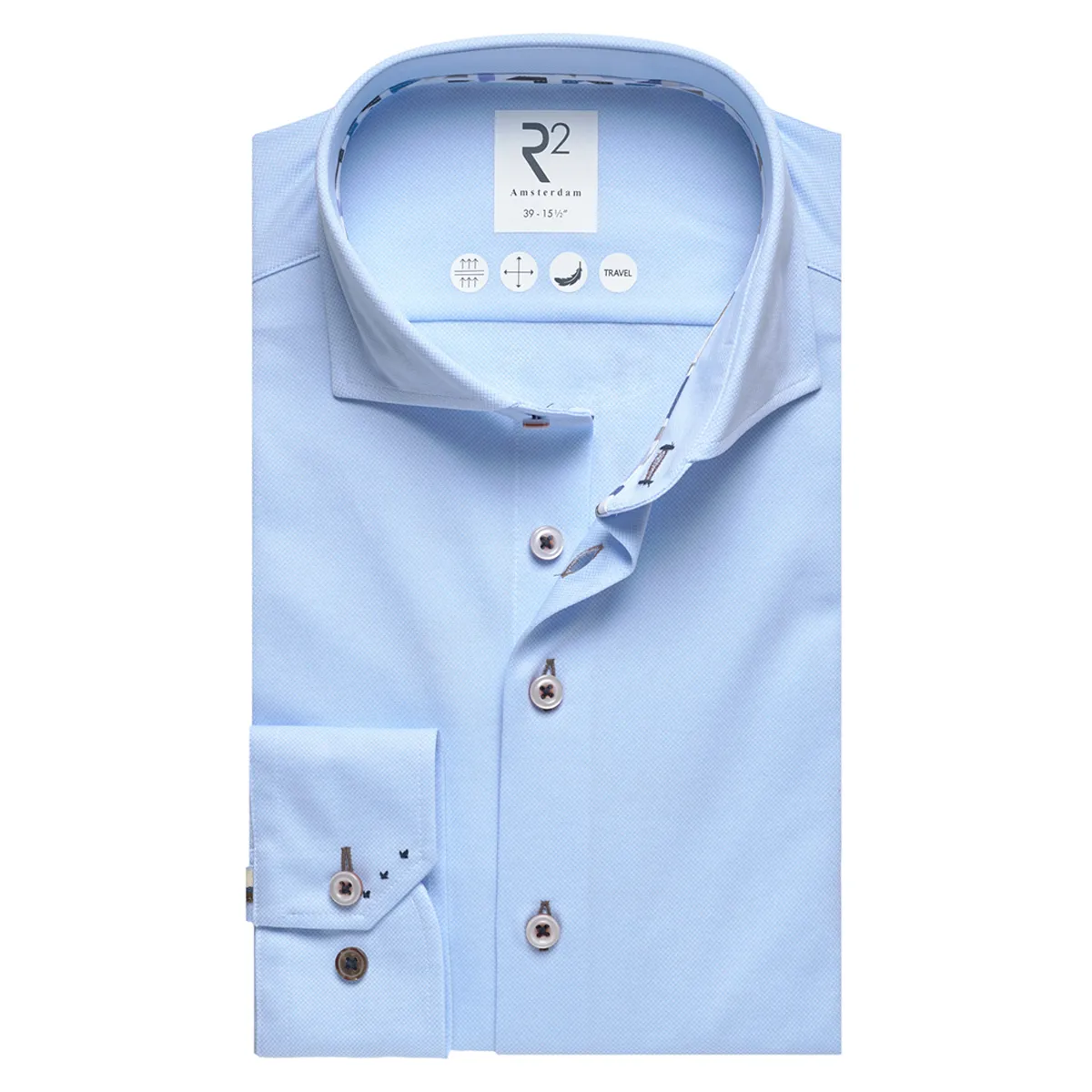 R2 Amsterdam Knitted Dobby Tech Shirt Light Blue