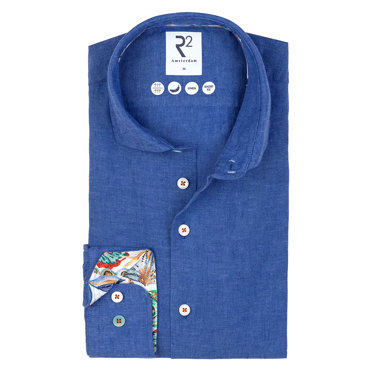 R2 Amsterdam Cotton Linen Shirt Dark Blue