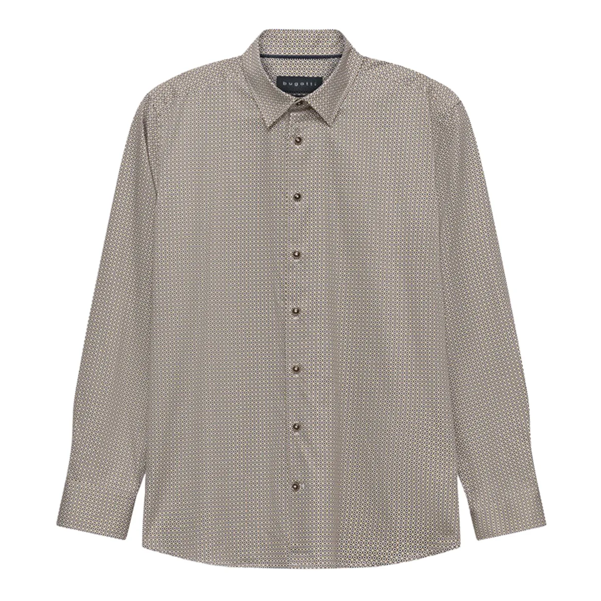 Bugatti LS Diamond Print Shirt Beige