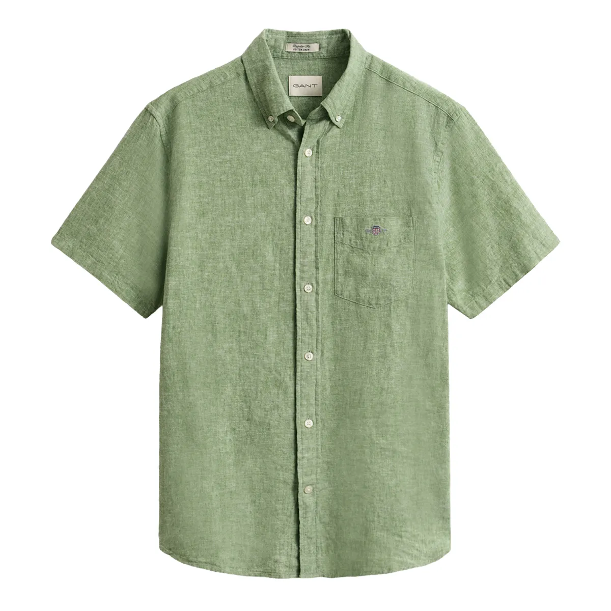 Gant Reg SS Cotton Linen Shirt Herb Green