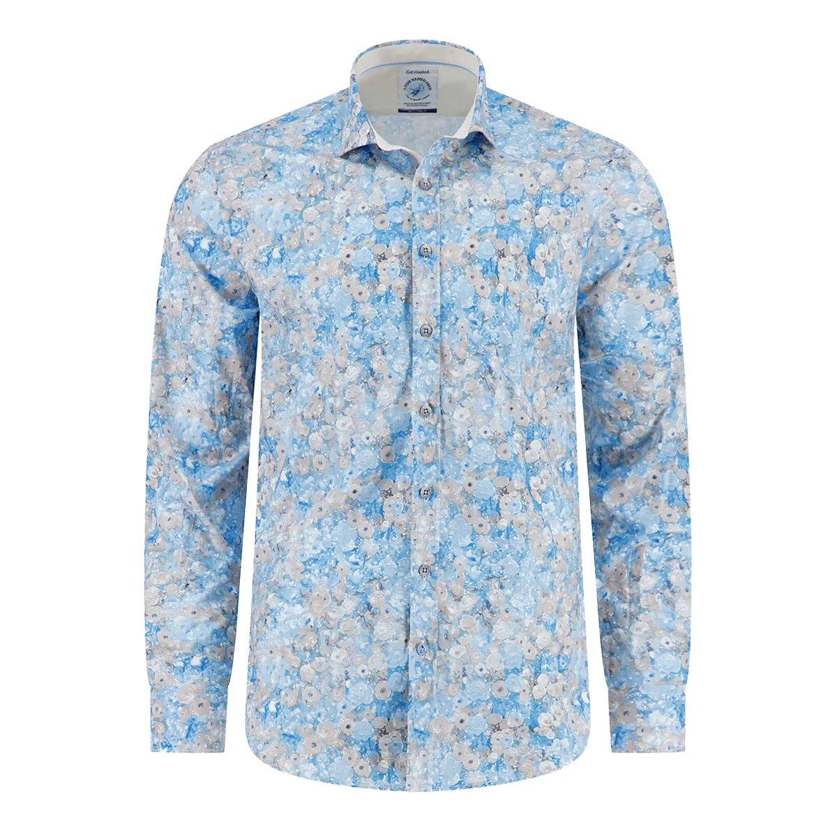 Fish Named Fred Flower Lines Shirt Cobalt