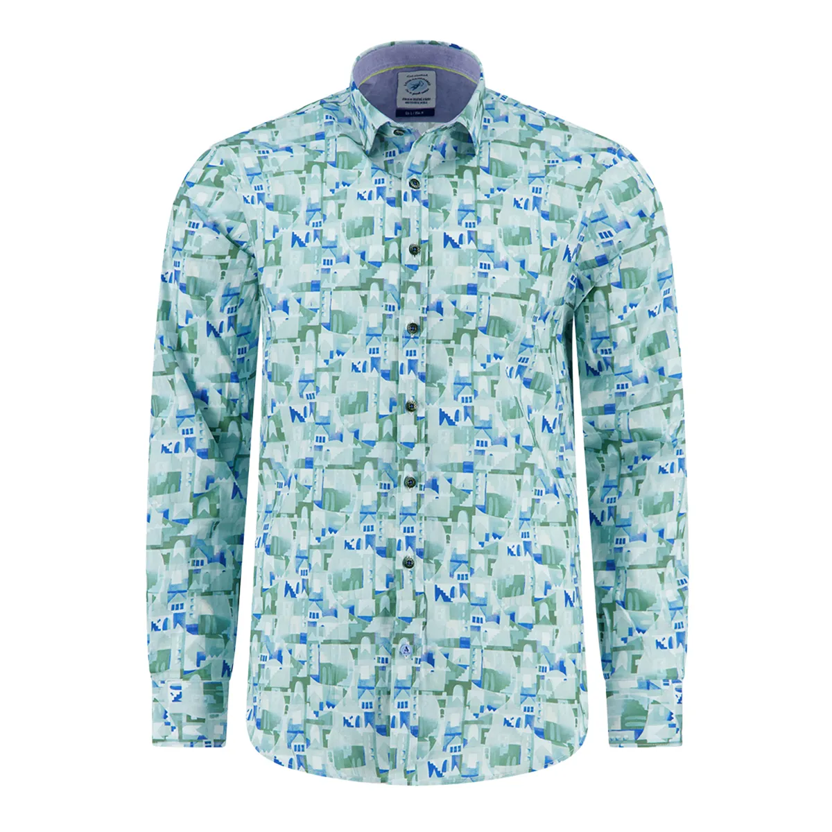 Fish Named Fred Abstract City Shirt Olive Green