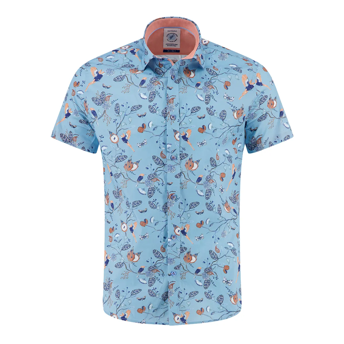 Fish Named Fred SS Birdy Blooms Shirt Aqua Blue