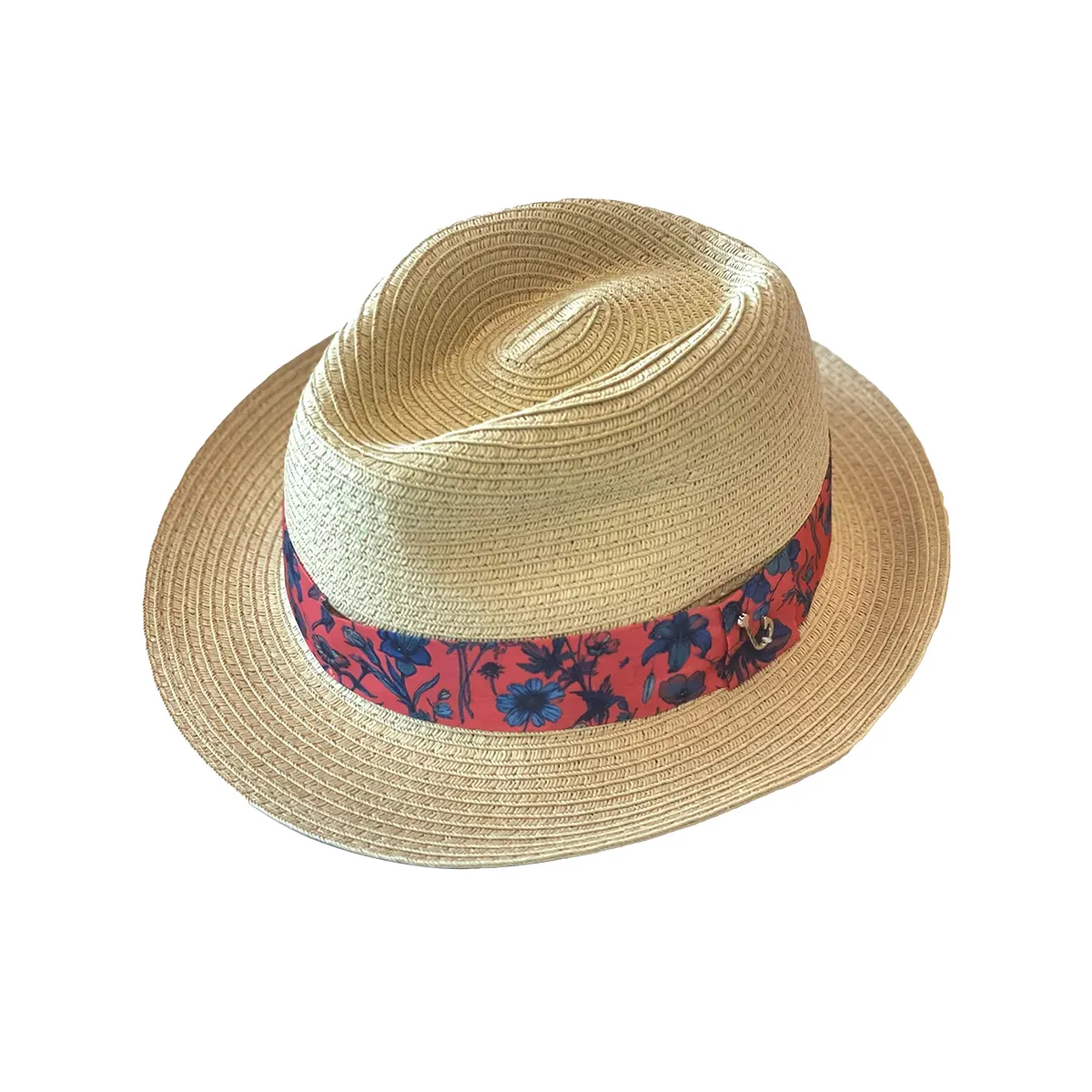 Fish Named Fred Straw Hat Floral Orange
