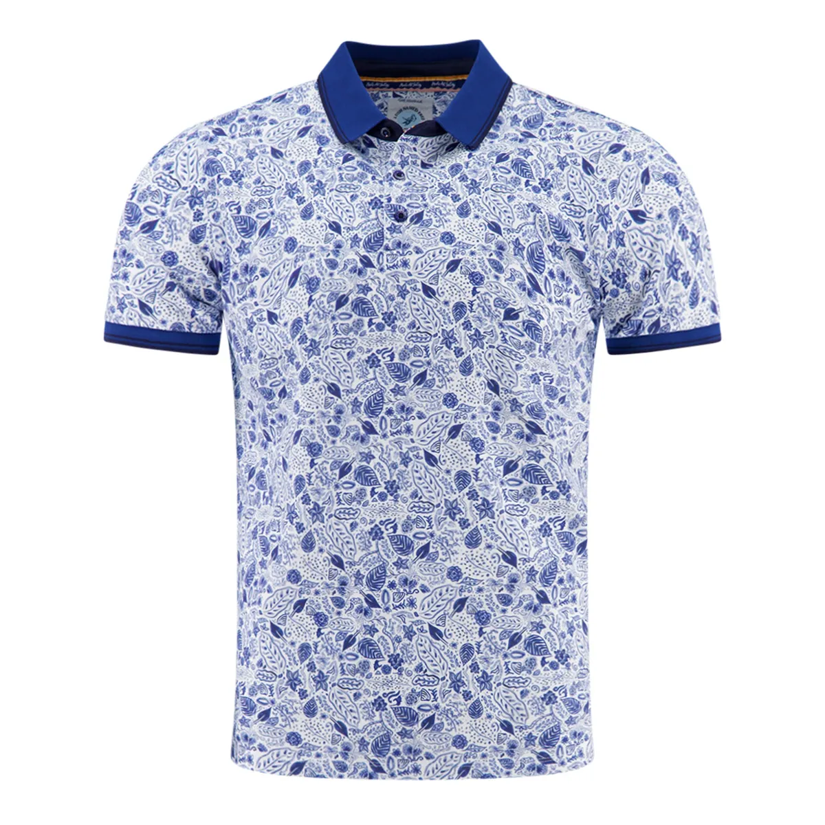 Fish Named Fred Flower Lines Polo Cobalt Blue