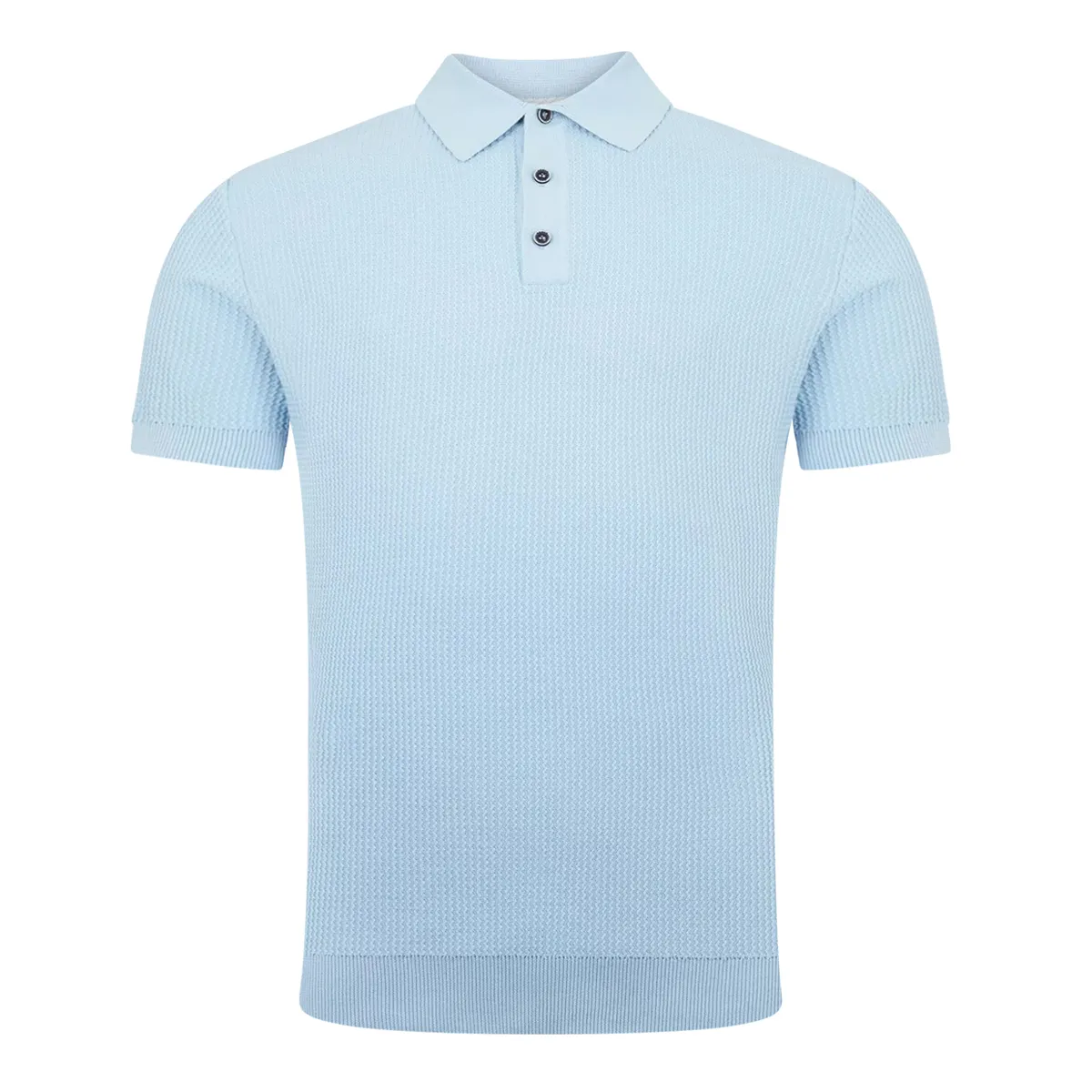 Remus Uomo SS Knit Polo Shirt Sky Blue - 22