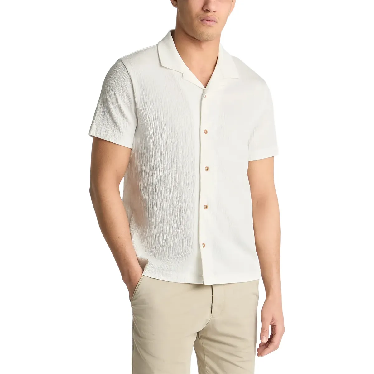 Remus Uomo SS Cuban Collar Shirt Off White