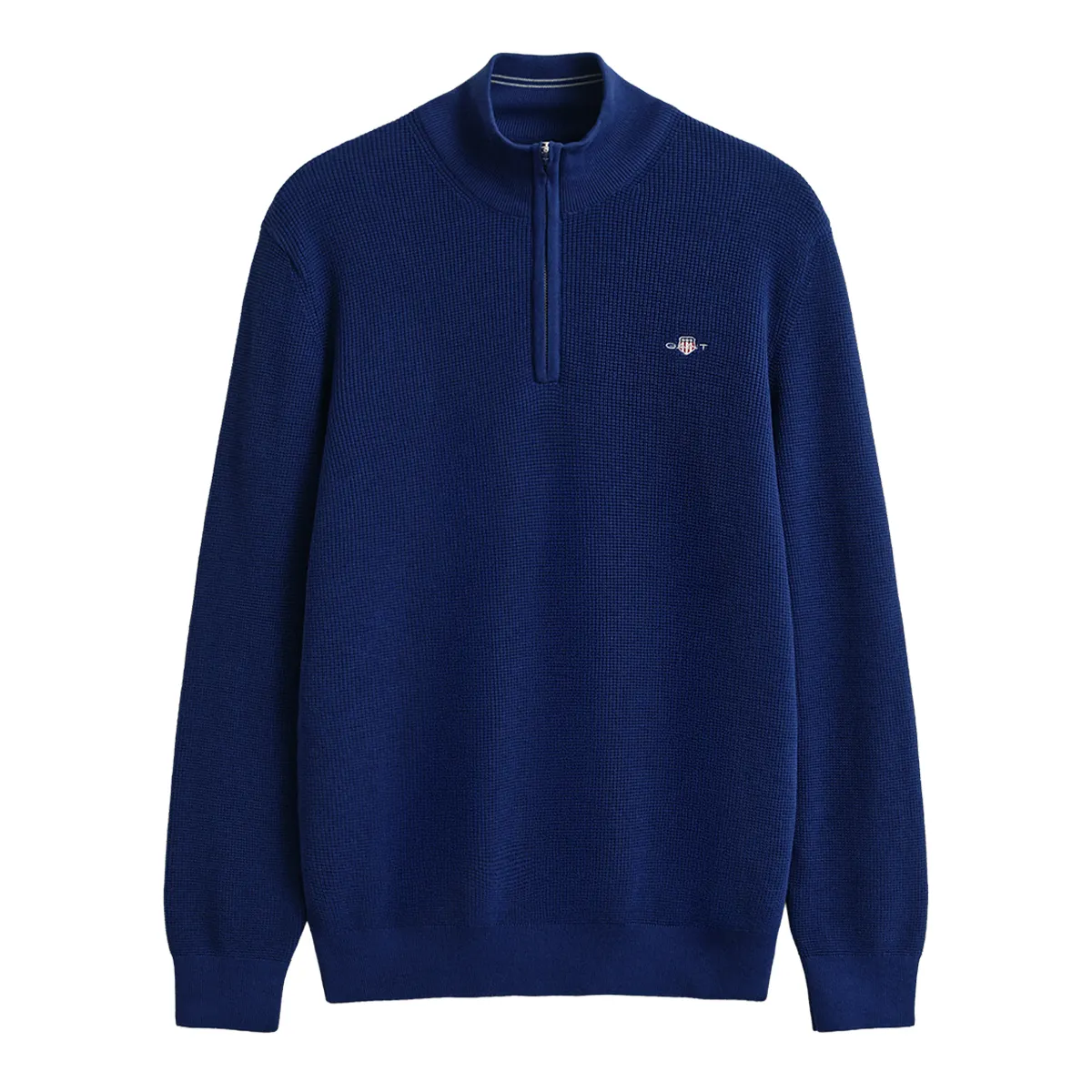 Gant Micro Textured Cotton Half Zip Rich Navy - 432
