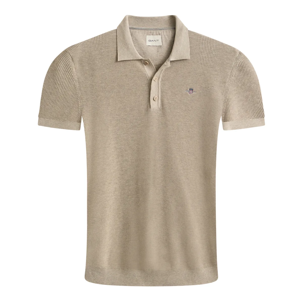 Gant Micro Textured Cotton SS Polo Oat Melange