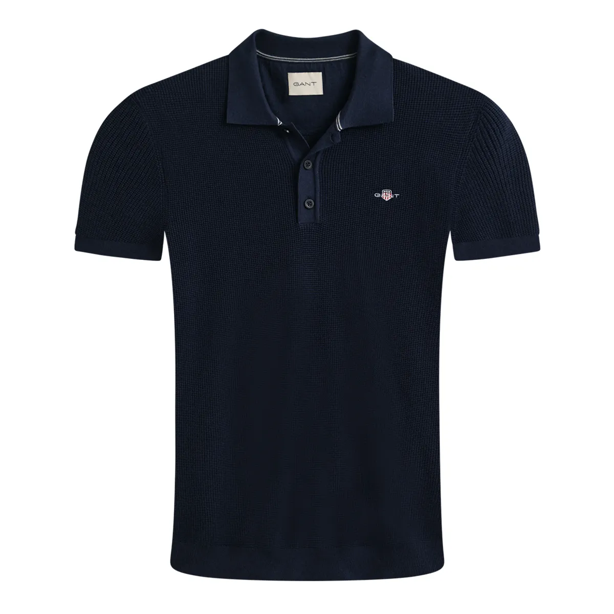 Gant Micro Textured Cotton SS Polo Evening Blue