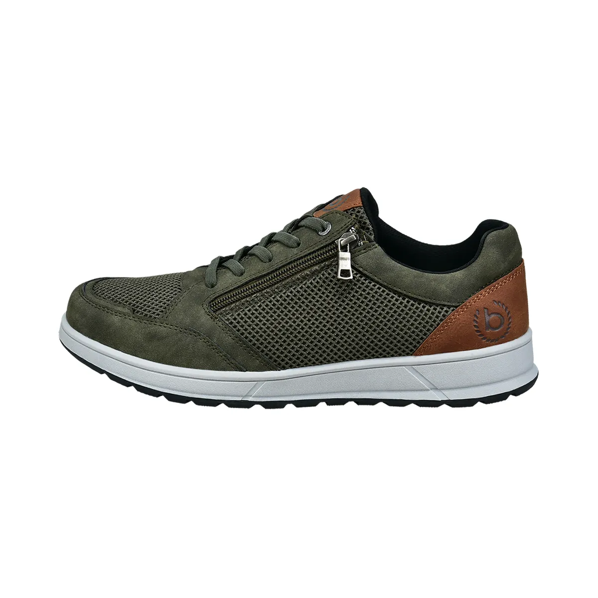 Bugatti Casual Mesh Zip Trainer Dark Green - 7100