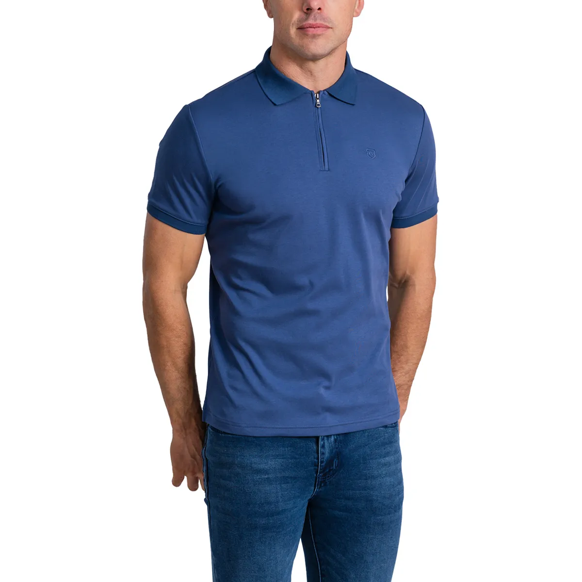 XV Kings Casino Zip Polo Shirt Cobalt