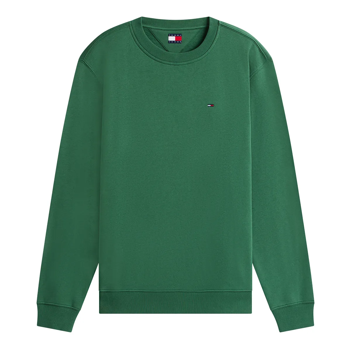 Tommy Jeans Reg S Flag Crew Sweatshirt Shadow Pine Green