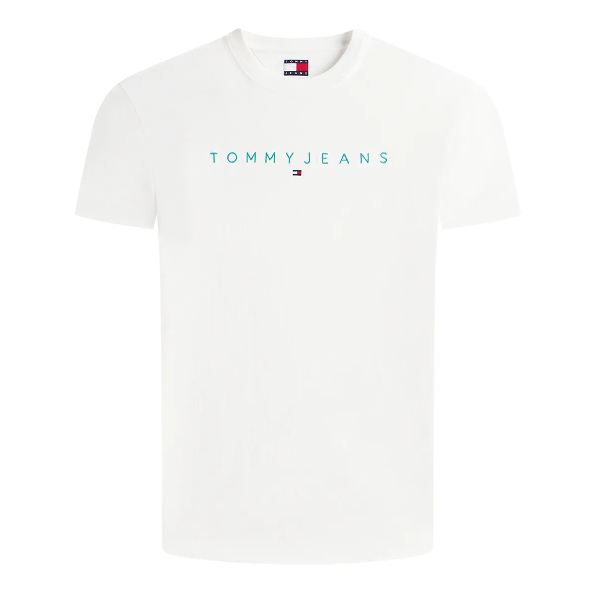 Tommy Jeans Reg Linear Logo T-Shirt White with Green