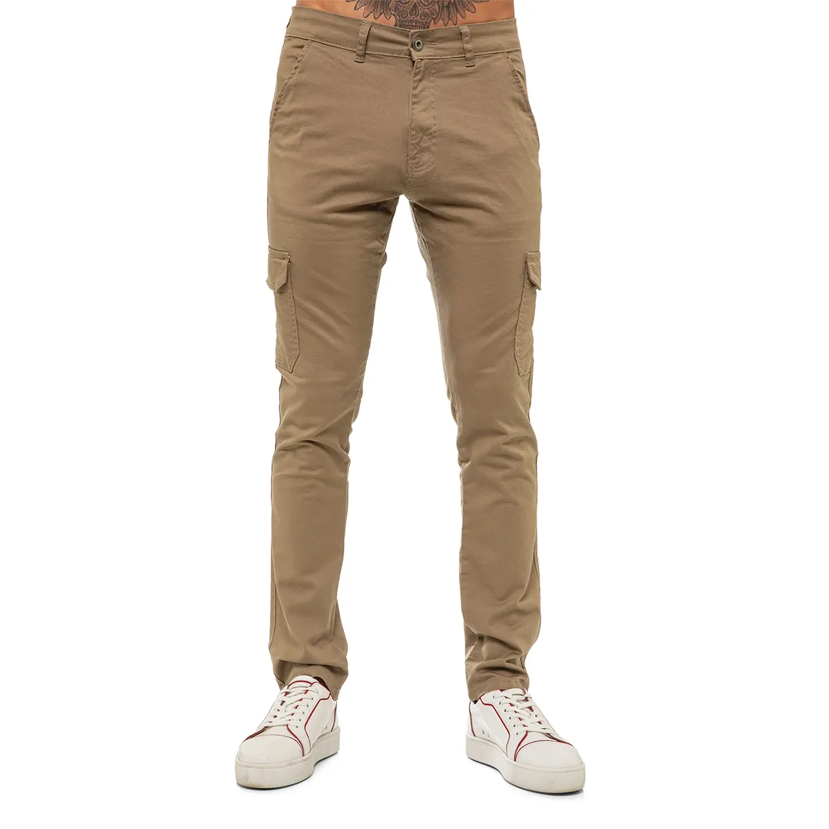 Enzo Milano Stretch Cargo Trousers Beige