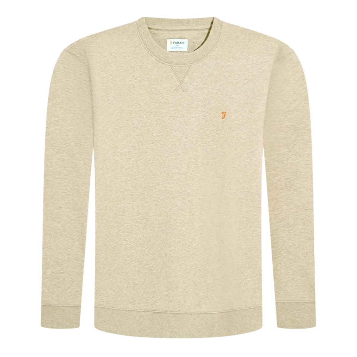 Farah Tim New Crew Sweat Birch Grey Marl Beige