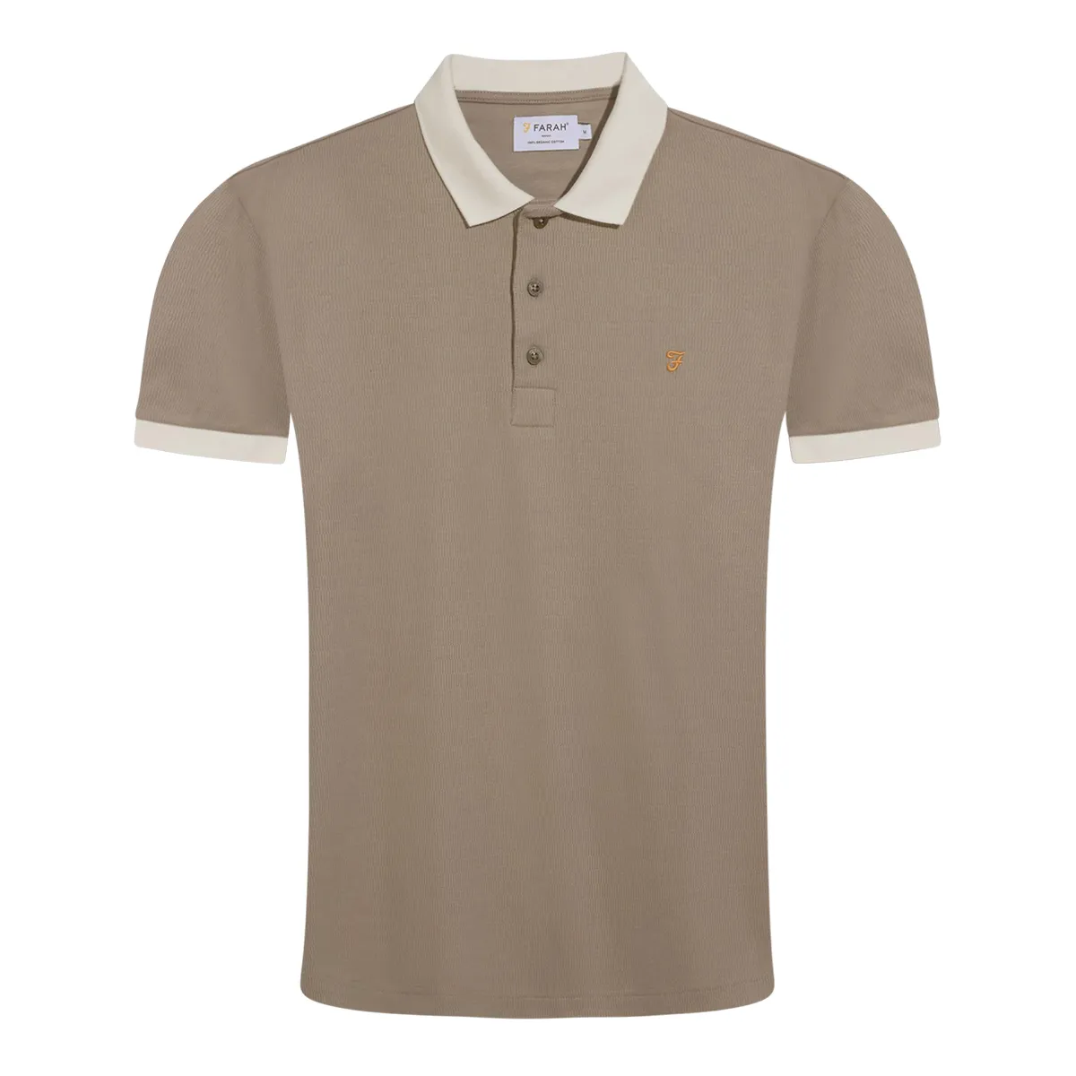 Farah Clement SS Textured Polo Stone Grey Beige
