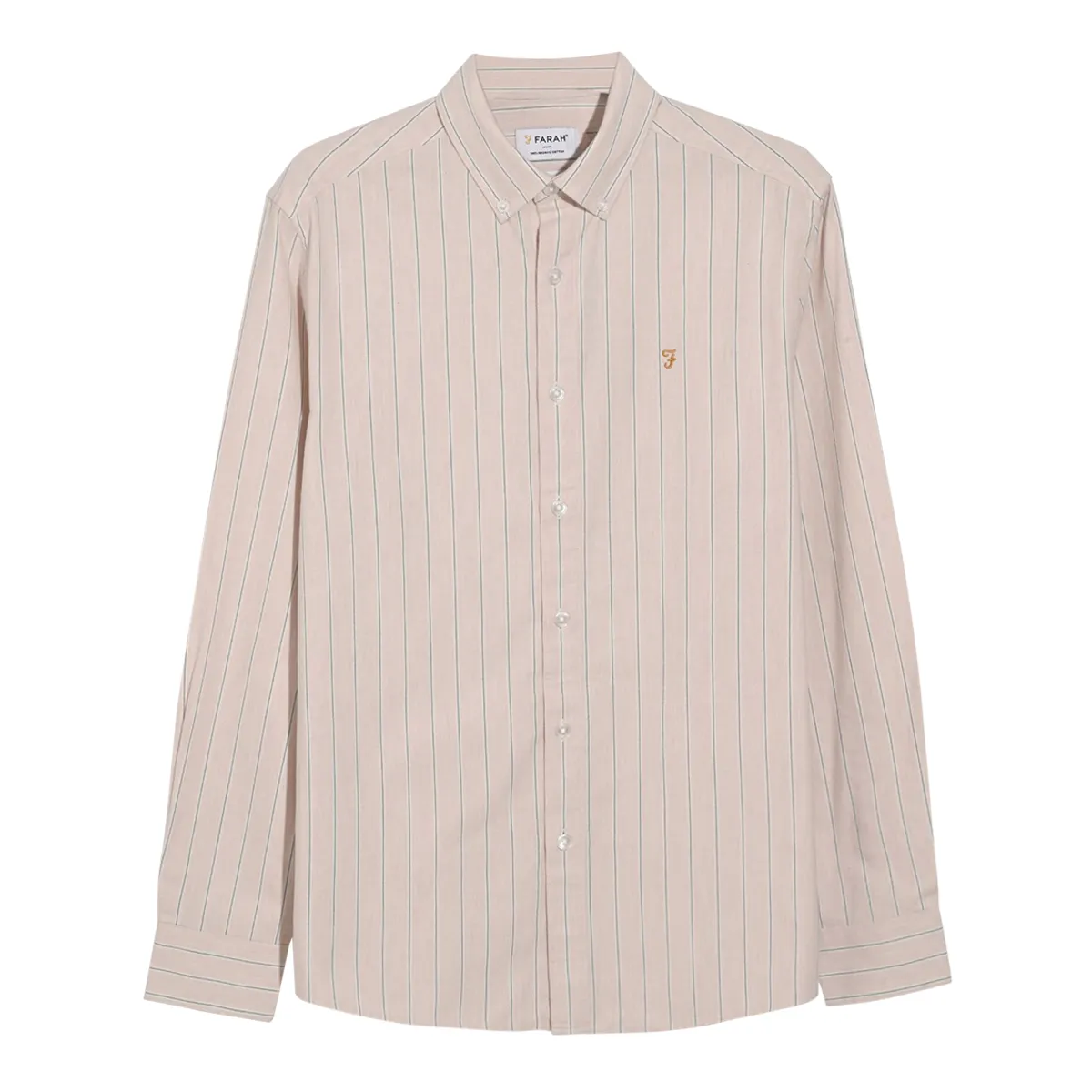 Farah Steen Wide Stripe LS Shirt Floral Marl Pink