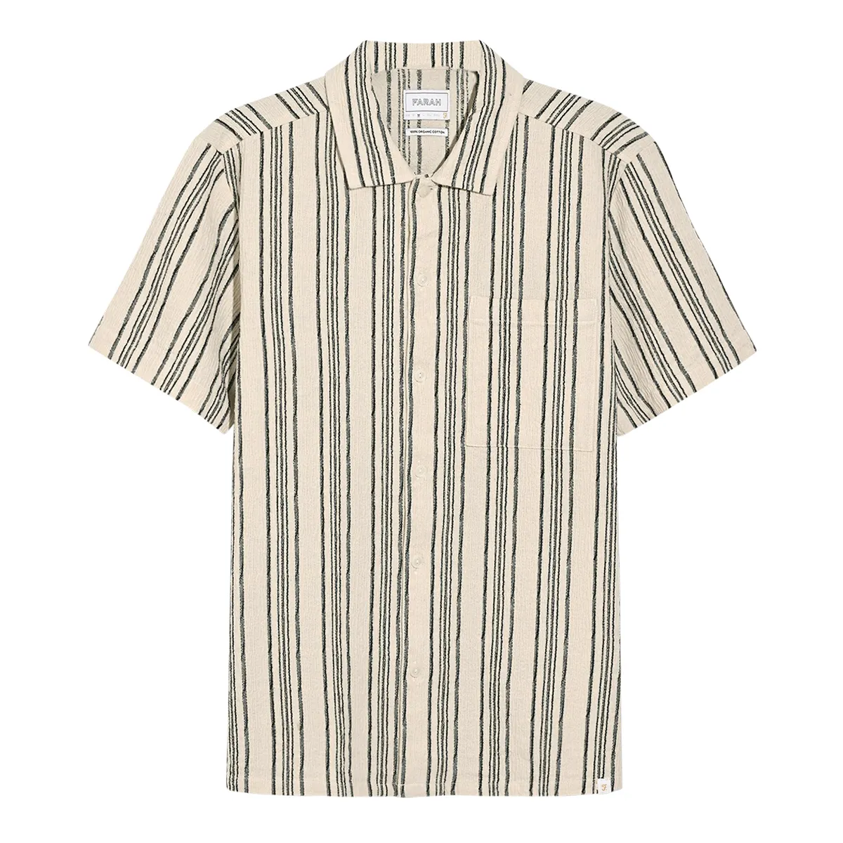 Farah Simon SS Stripe Shirt Ecru