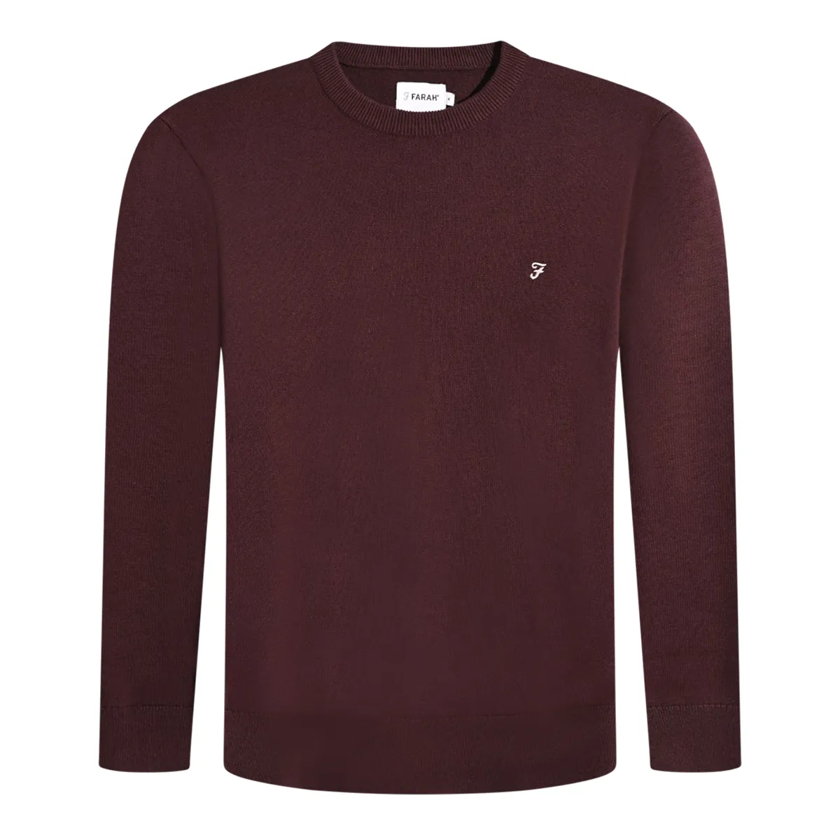 Farah Ludlow Knit Crew Neck Oxblood