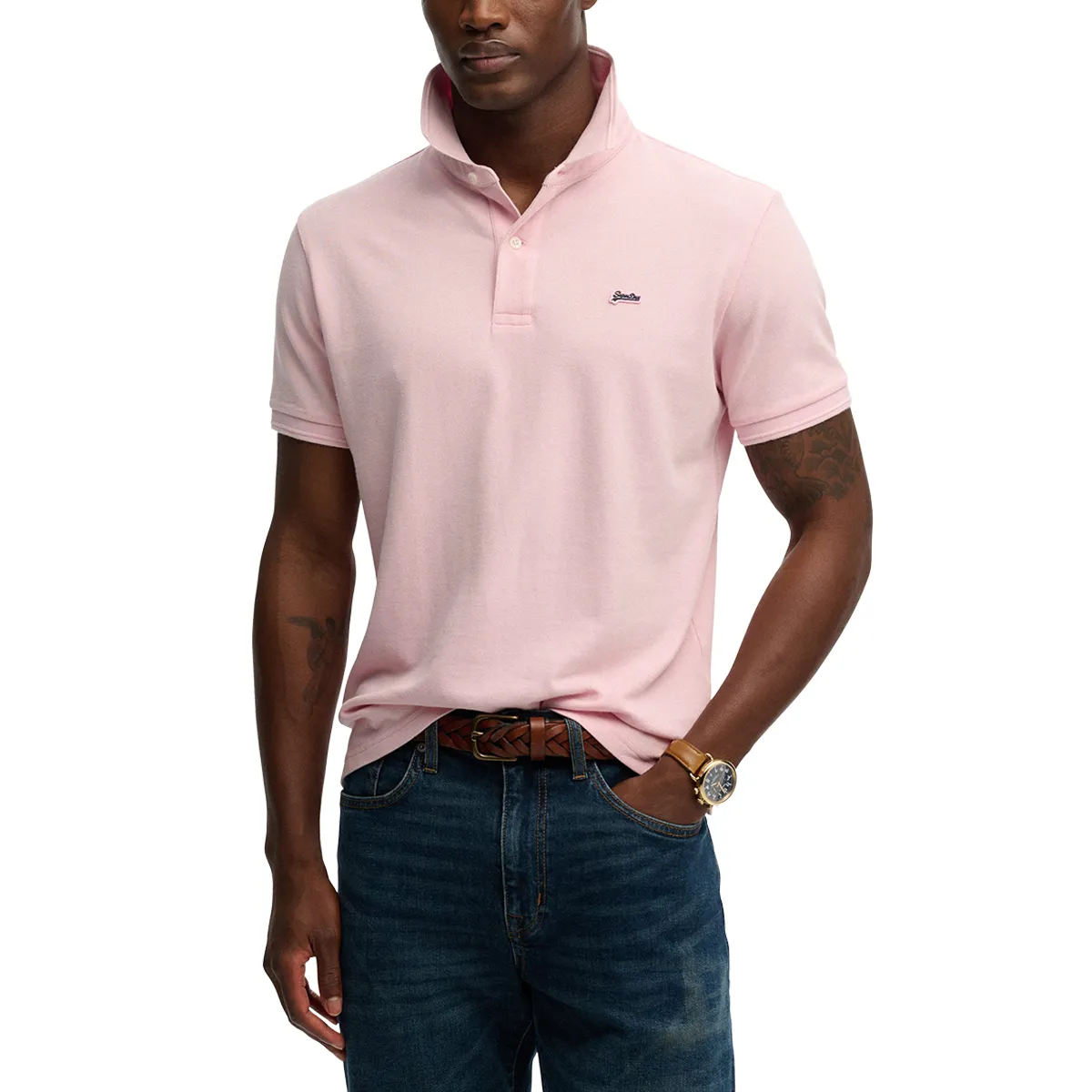Superdry Classic Pique Polo Shirt Montauk Pink